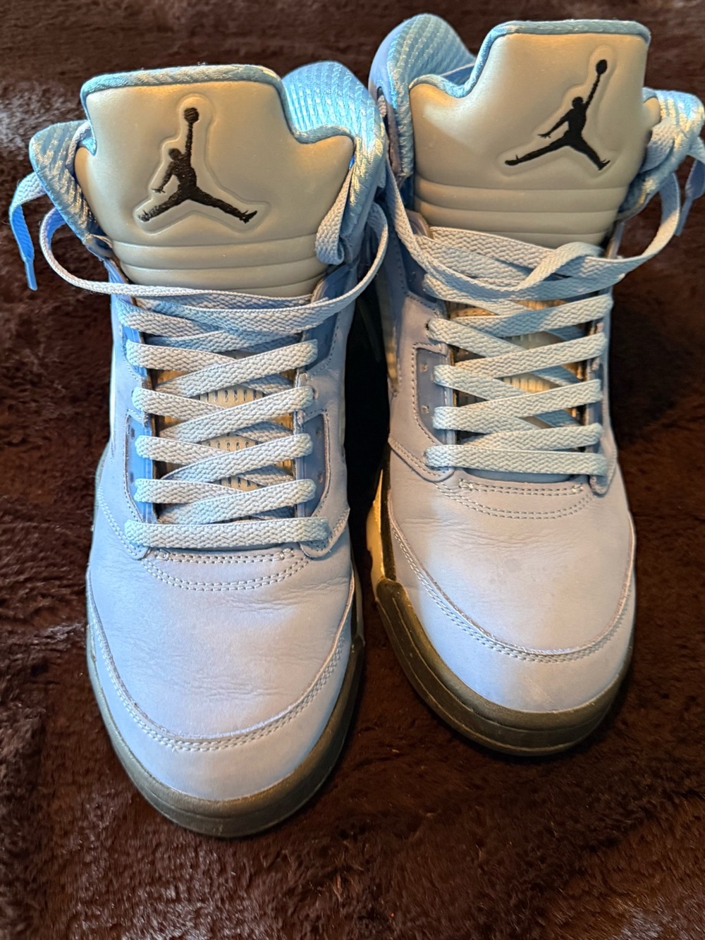 Jordan Mens Light Blue High-Top Sneakers with Black Jumpman